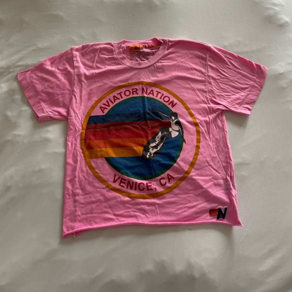 Aviator Nation - Signature Boyfriend Tee - Neon Pink - Women’s size XS !! 💝